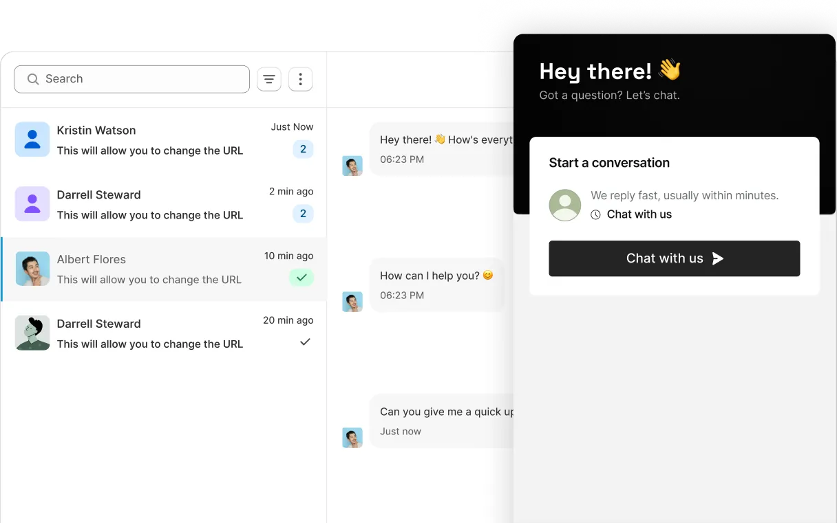 Live chat widget styled to match a storefront