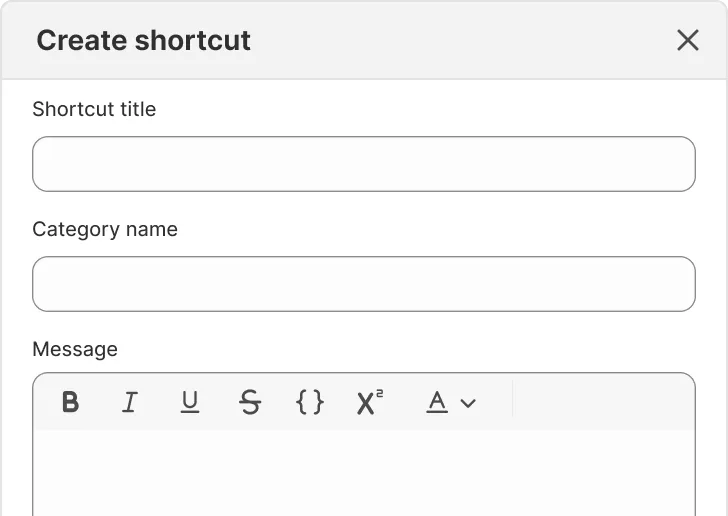 The message shortcuts panel in the live chat composer