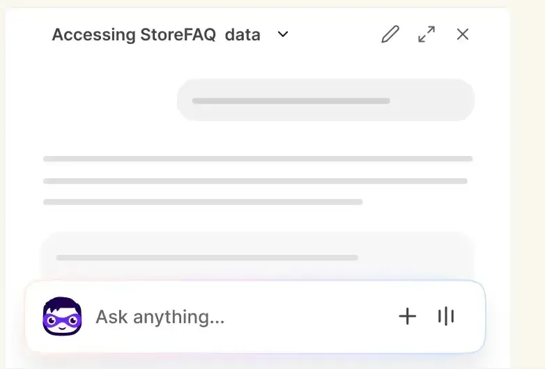 StoreFAQ commands running inside Shopify Sidekick