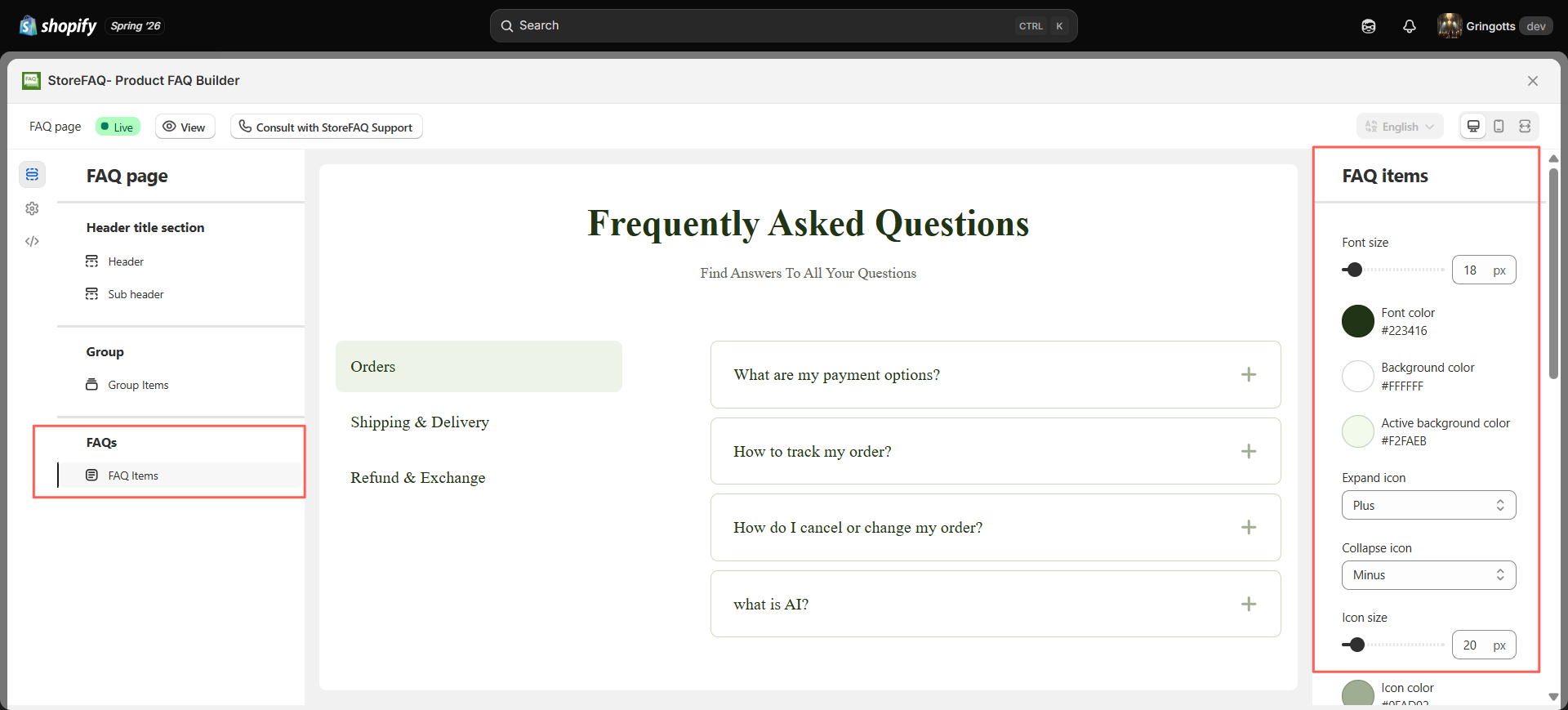 Design the FAQ Items