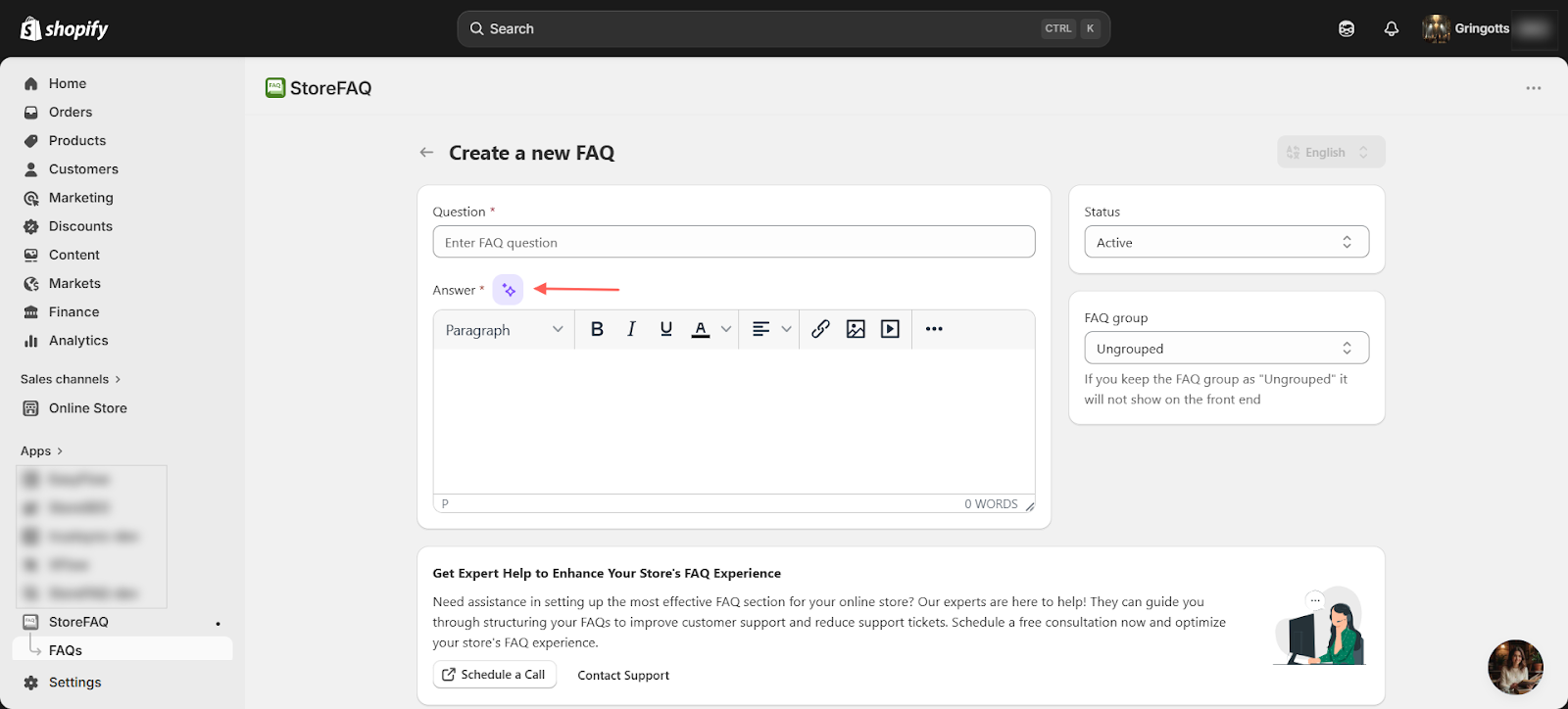 In the editor, look for the sparkle icon and click on it to access the AI writing option available there.