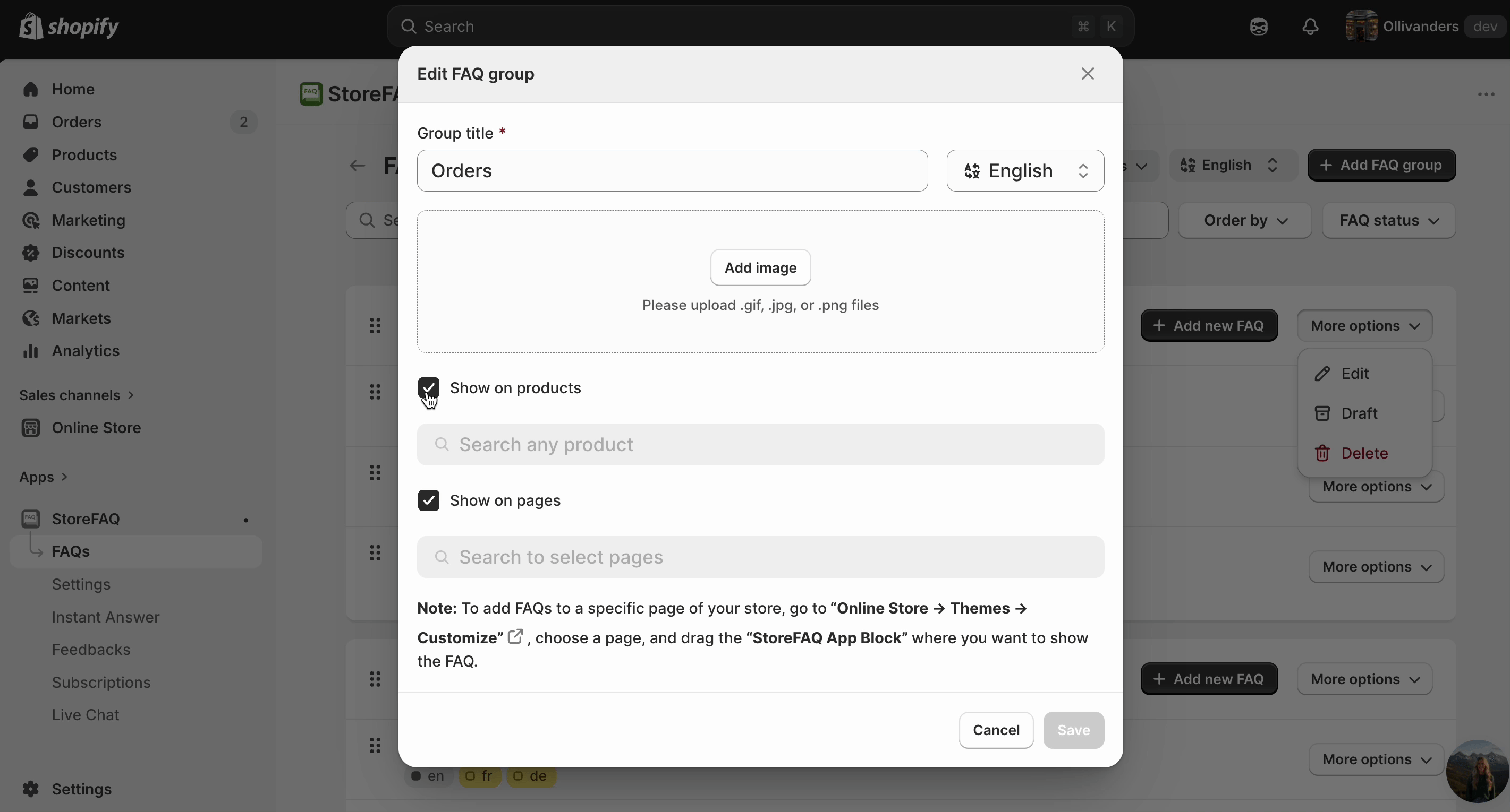 Shopify FAQ Page