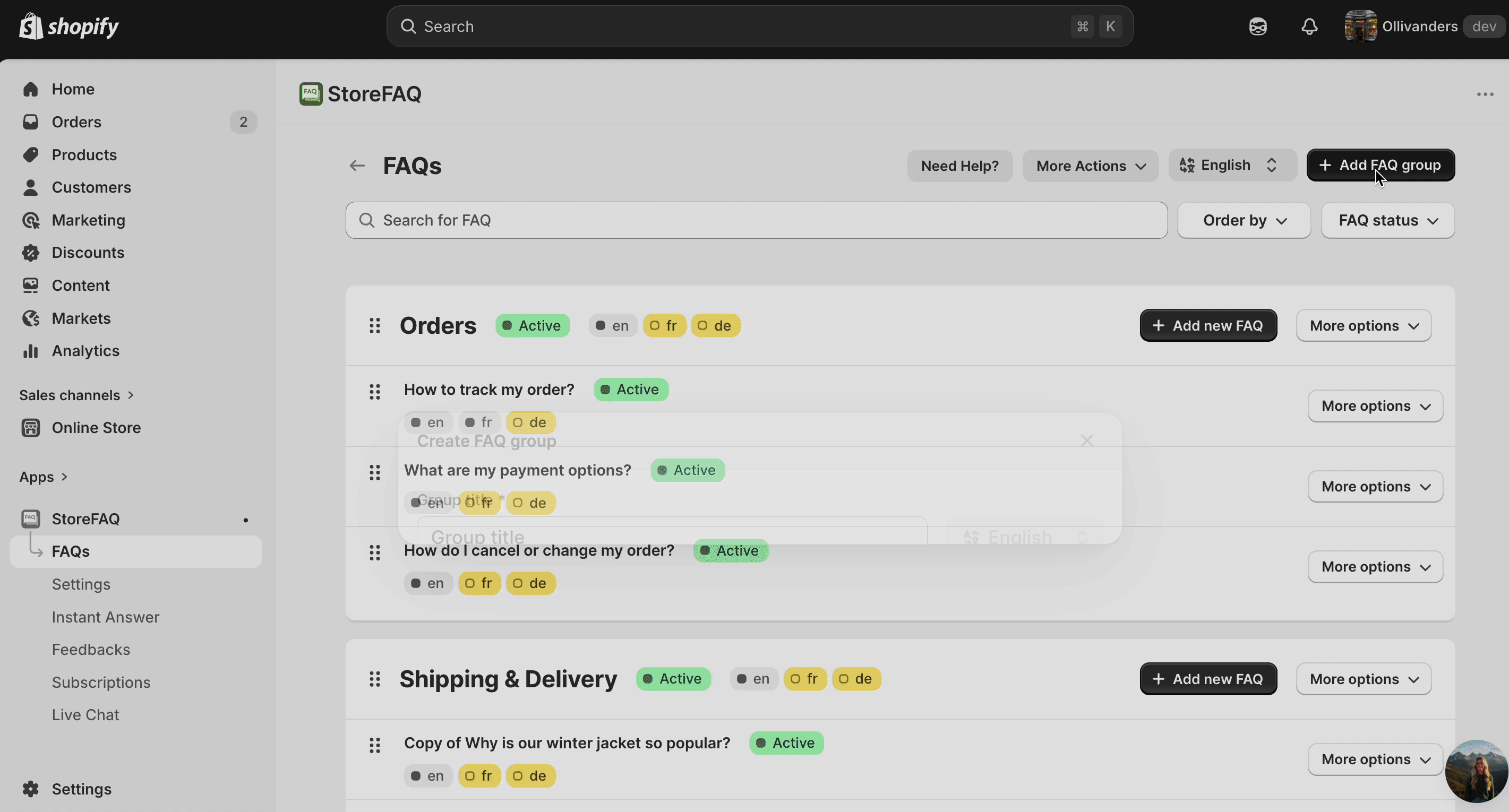 Shopify FAQ Page