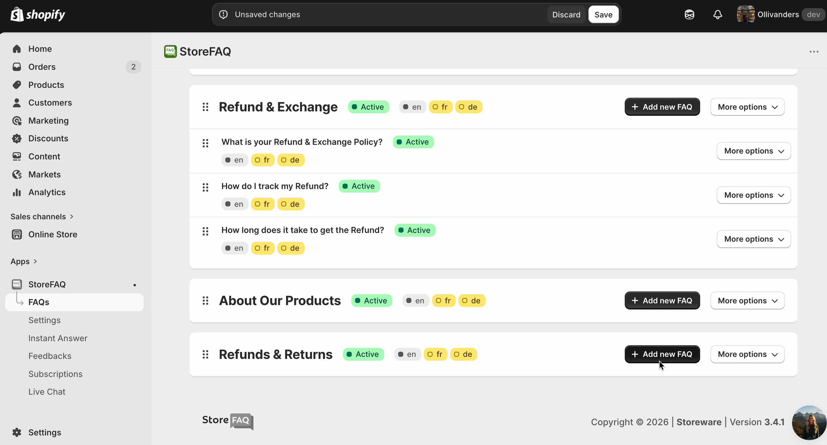 Shopify FAQ Page