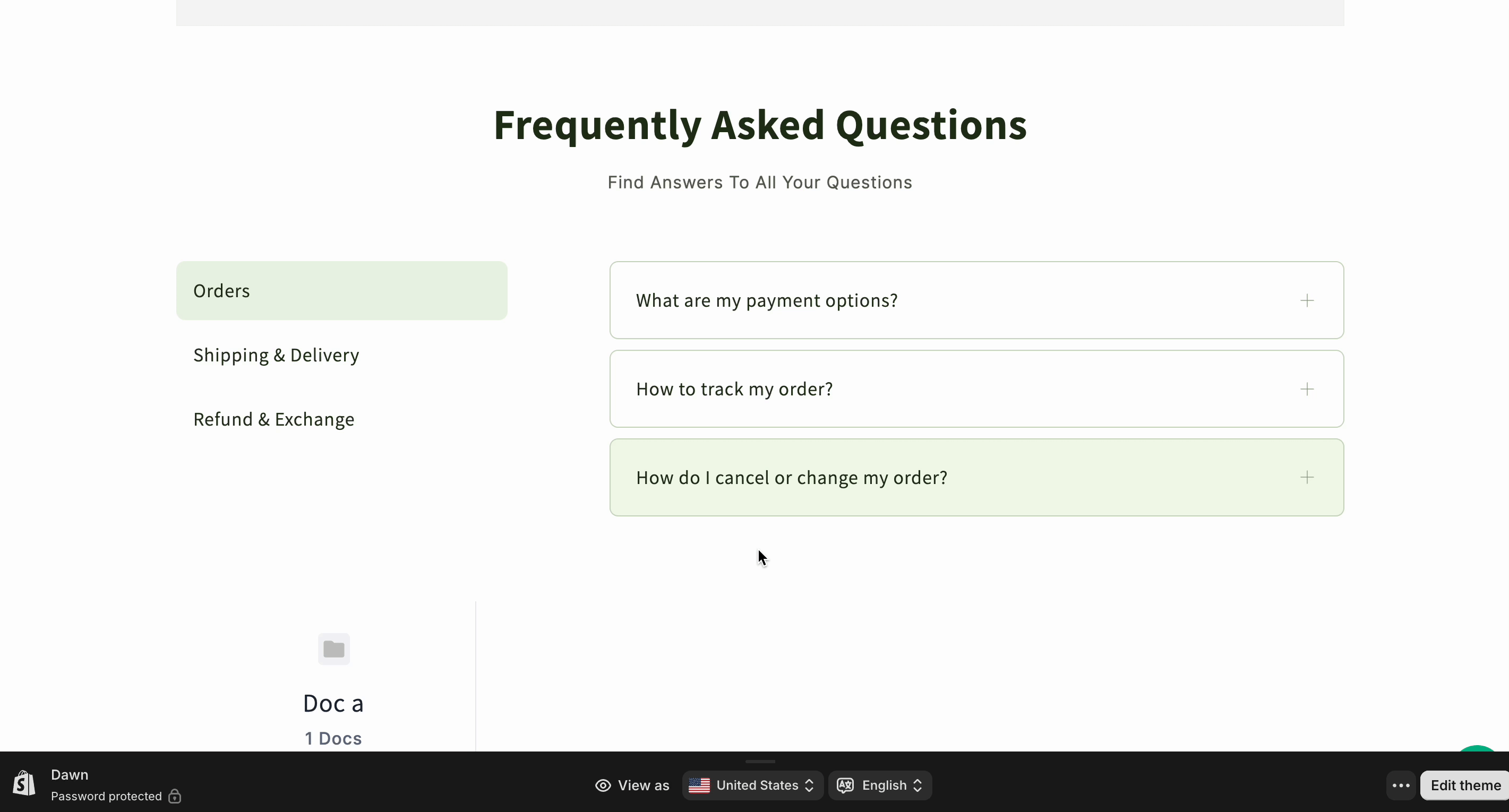 Shopify FAQ Page
