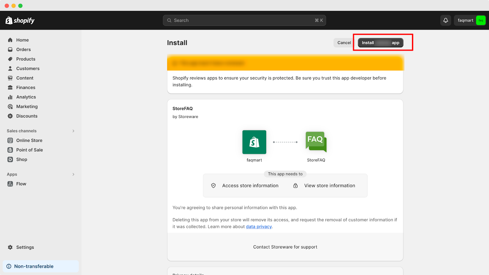 Shopify FAQ Page