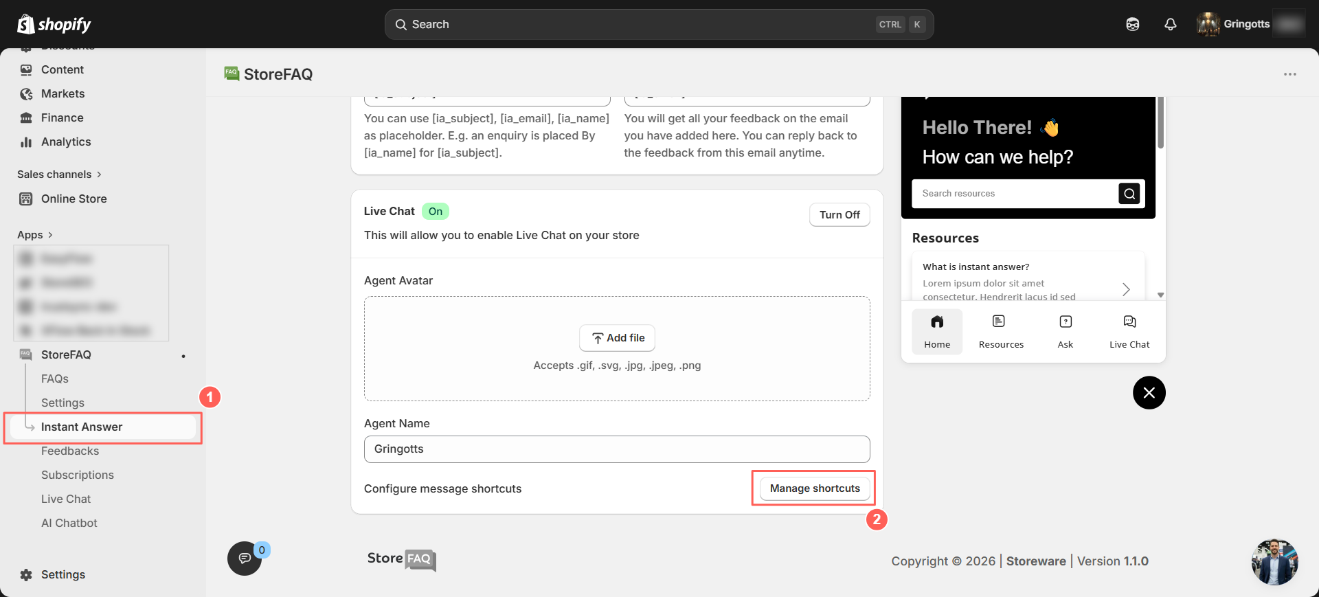 Open & Create the Message Shortcuts