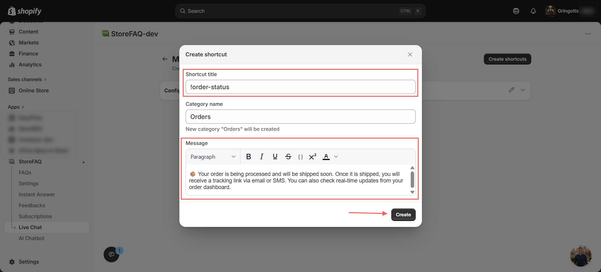 View & Edit Shortcuts