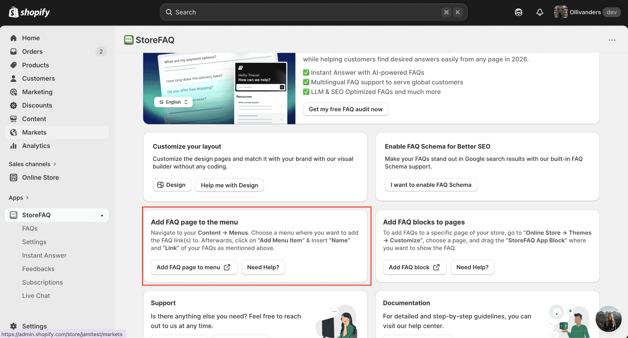Shopify FAQ Page