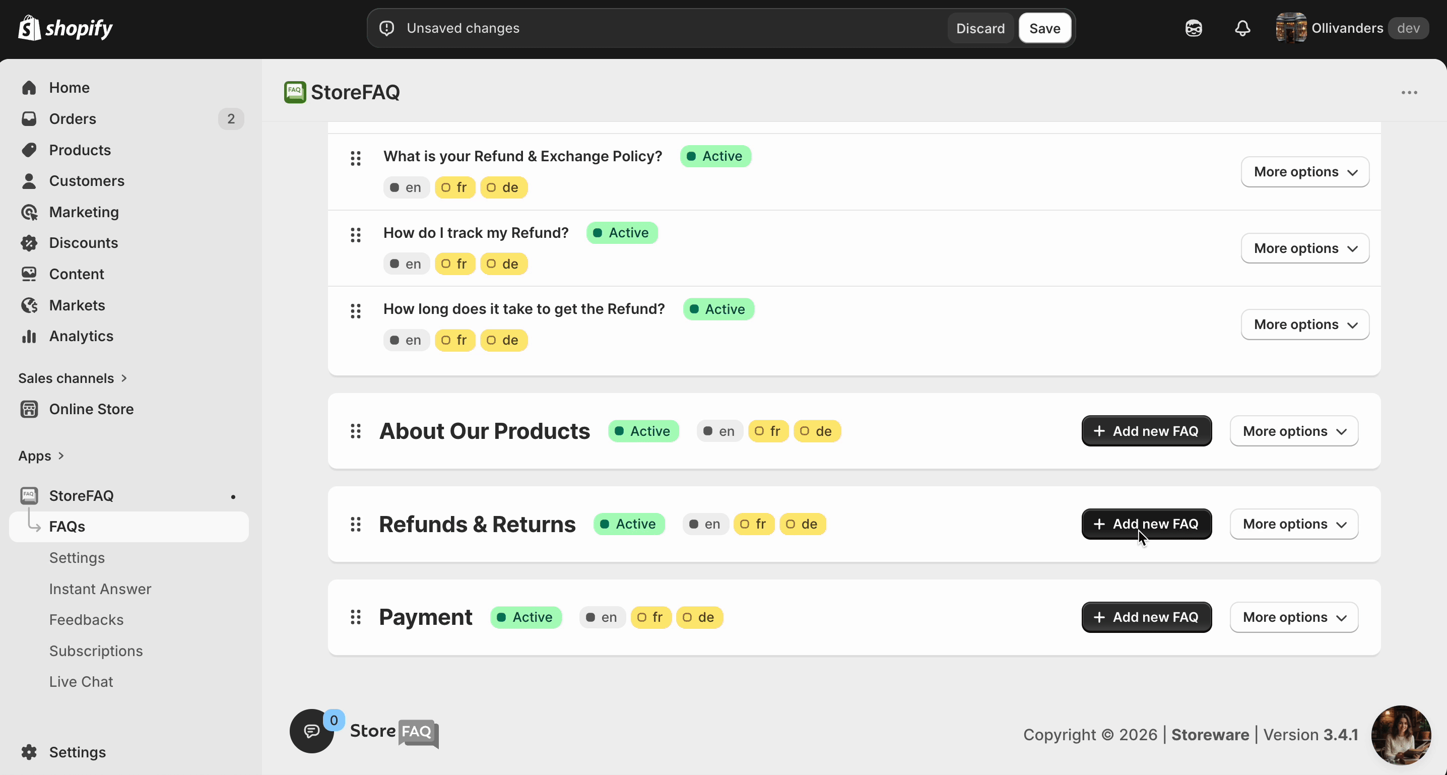 StoreFAQ AI FAQ Generation