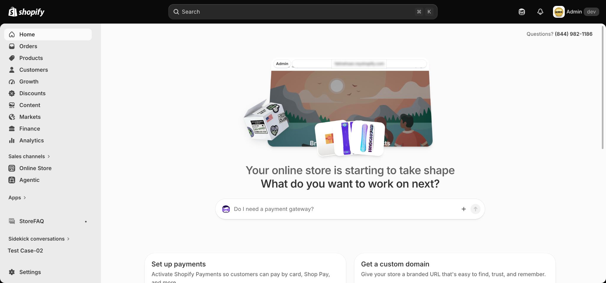 Start a Sidekick conversation from the ask bar on your Shopify Home page.